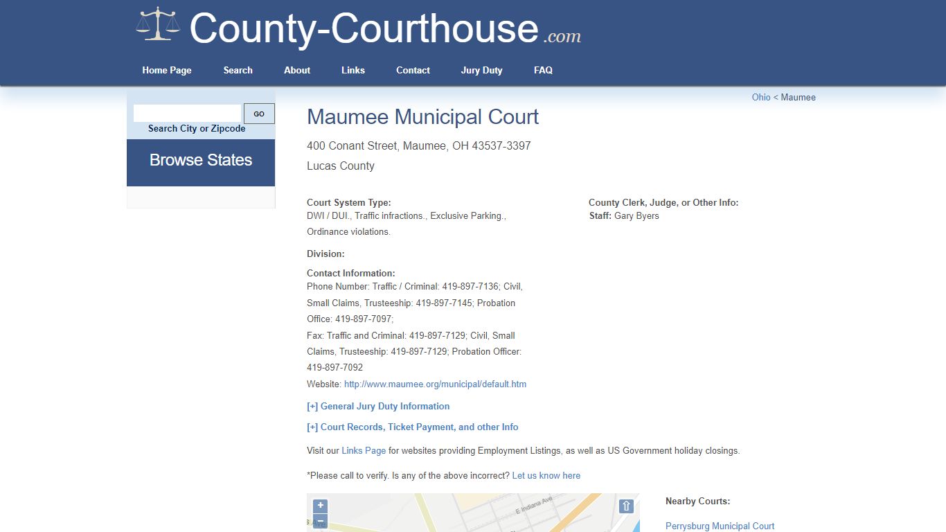 Maumee Municipal Court in Maumee, OH - Court Information